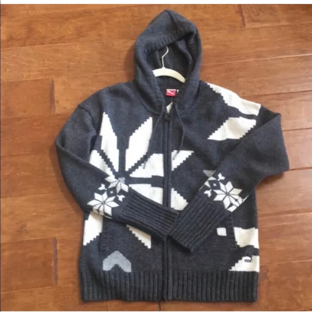 NWT $90 Boys XL Puma Gray Sweater Full Zipper Front Hoodie Nordic Isle Gray